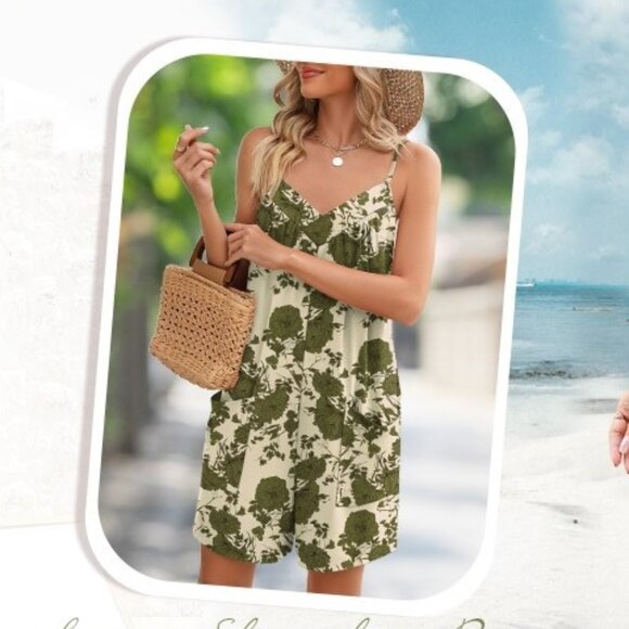 NWOT Rapbin Women's Summer Floral Casual Sleeveless Romper - Picture 1 of 15